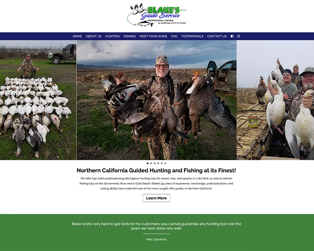 Blake's Guide Service website design