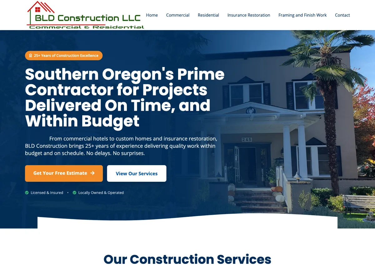 BLD Construction website design