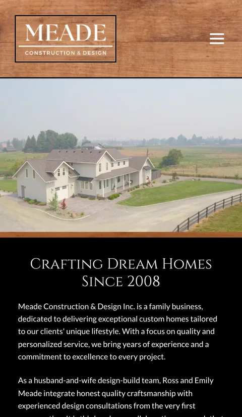 Meade Construction & Design mobile website layout