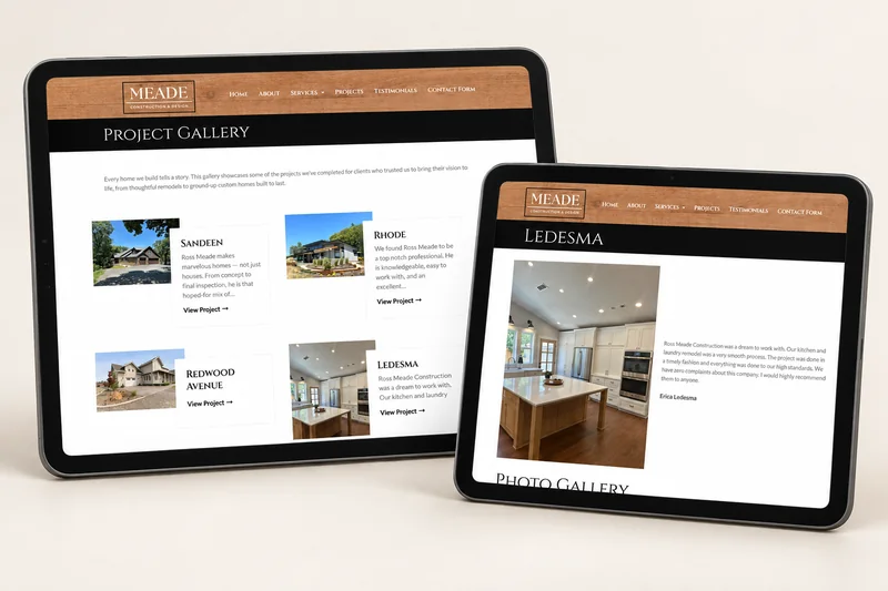 Meade project portfolio shown on iPads