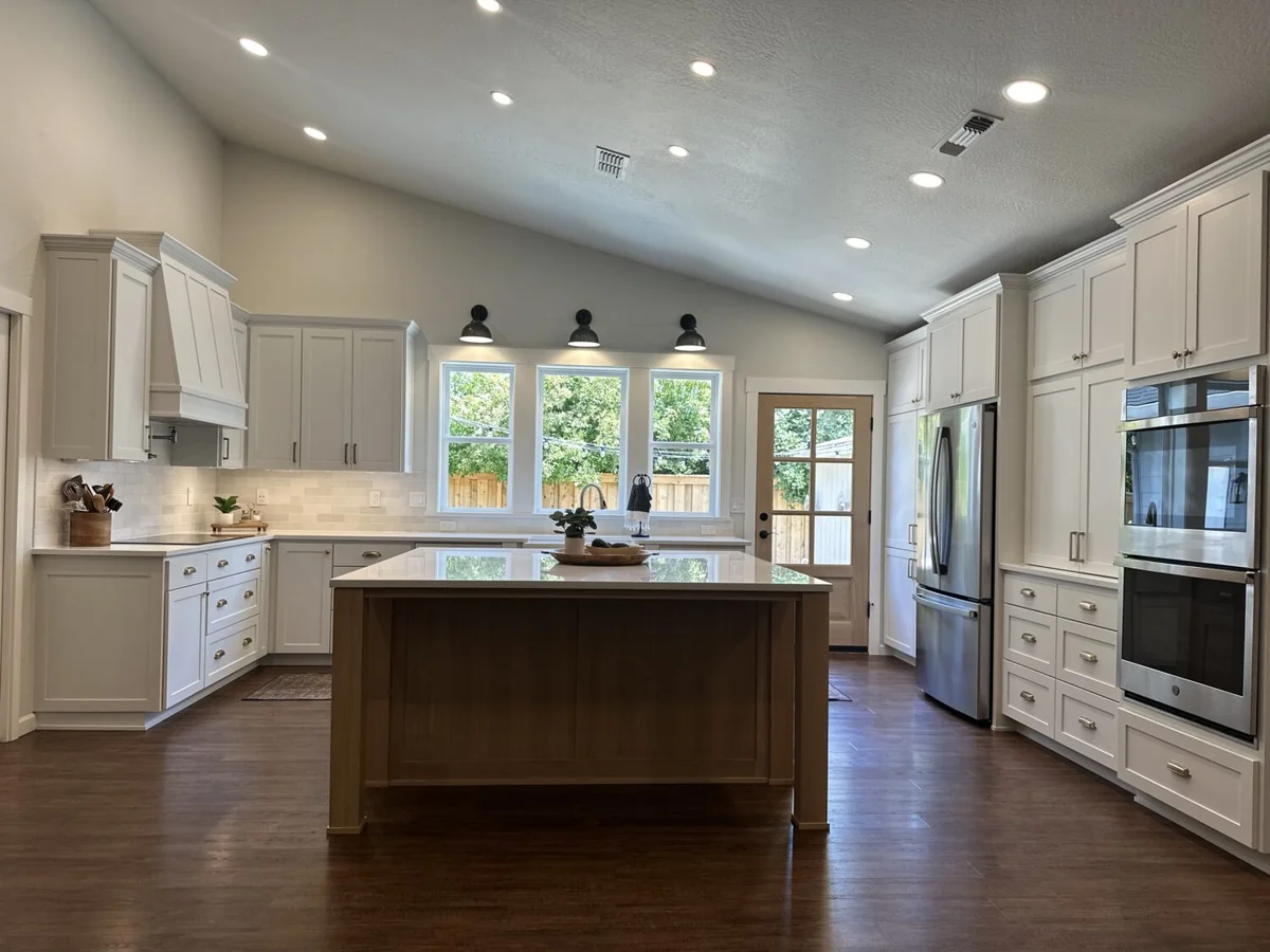 Finished Meade kitchen with cabinetry and island