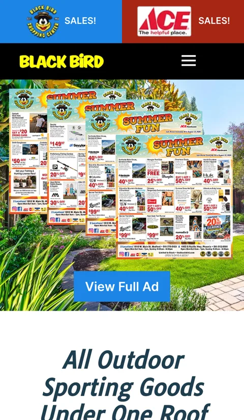 The Black Bird mobile website layout