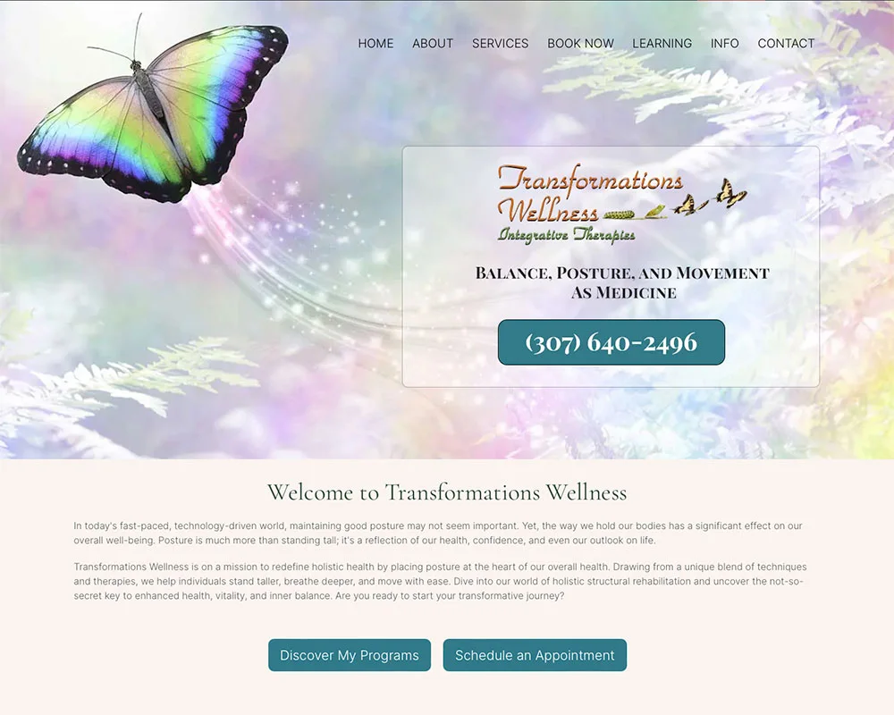 Transformations Wellness website design
